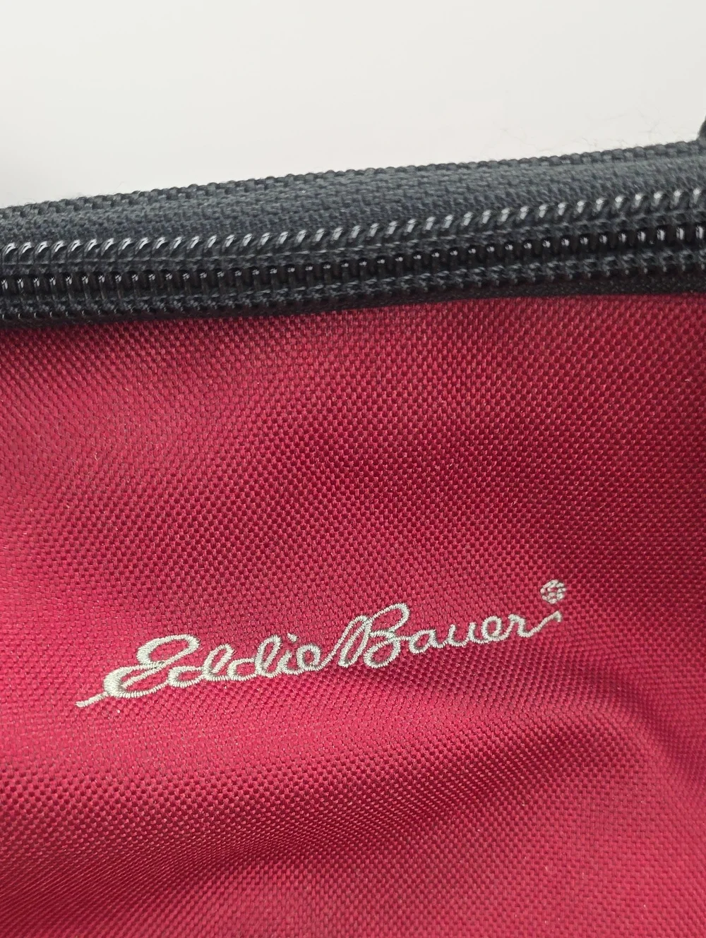 ​Eddie Bauer Burgundy Red Drop-Bottom Rolling Duffel Bag Suitcase Travel Luggage